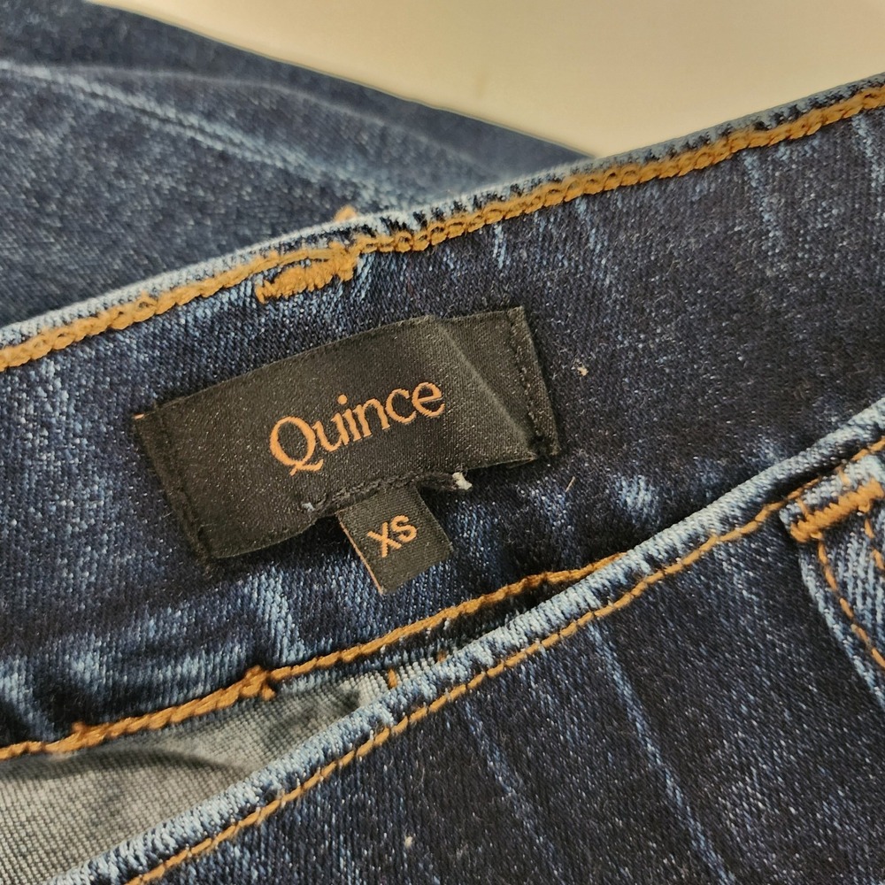 Quince Nina Pull On Stretch Flare Jeans Women's XS Nocturne Blue Dark Wash - Picture 7 of 9